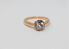 An old-cut solitaire diamond ring, the diamond weighing approximately 1.