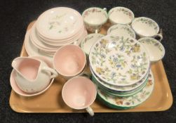 A tray of part Foley bone china tea service and Minton tea china