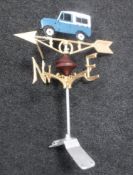 A cast metal Land Rover weather vane
