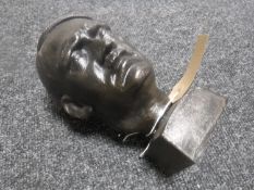 A cast metal bust of Hitler