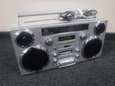 A GPO Brooklyn Ghetto Blaster portable boom box CD player with DAB and Bluetooth