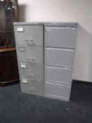 Two four drawer metal filing cabinets
