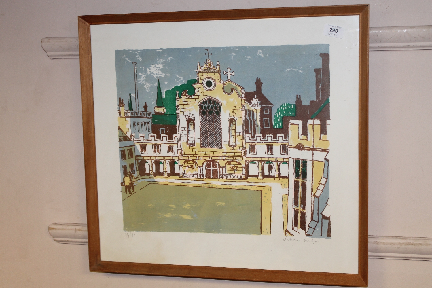 Julian Trevelyan : Peterhouse College, artist proof, lithograph in colours,