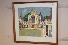 Julian Trevelyan : Peterhouse College, artist proof, lithograph in colours,