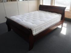 A 5' mahogany sleigh bed together with a Marks & Spencer Autograph mattress