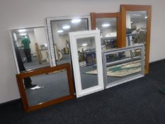 Seven assorted framed mirrors