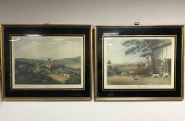 A pair of gilt framed colour etchings depicting grouse shooting