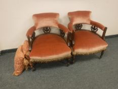 A pair of Victorian mahogany salon armchairs,