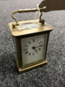 A 20th century brass carriage clock