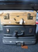 Three 20th century luggage cases