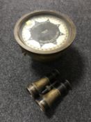 A brass cased Sperigiro Compass Repeater Mark XV together with a pair of antique brass field