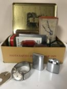 A tin of wristwatches, vintage tins, gent's cuff links, Swift hair clipper,