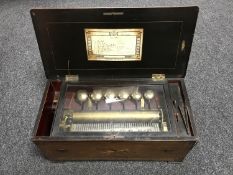 A 19th century inlaid rosewood Swiss cylinder music box CONDITION REPORT: Numerous