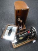 A vintage Singer sewing machine,