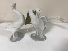Three Lladro figures of geese