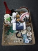 Two boxes containing miscellaneous china and glass ware,