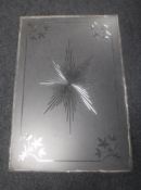 An antique etched glass window panel CONDITION REPORT: 100cm by 68cm.