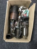 A box of 20th century scratch built engine and parts