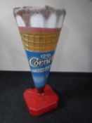 A Cornetto advertising cone on stand