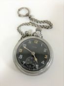 A mid twentieth century chrome plated Elgin military pocket watch.