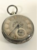 A Victorian silver pocket watch with gilt highlighted numeral dial