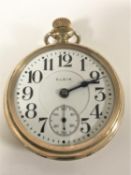 An early 20th century Elgin gold plated pocket watch CONDITION REPORT: In going