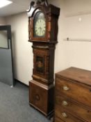 A 19th century inlaid mahogany longcase clock with painted dial,