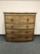 A Victorian mahogany bowfront chest of four drawers,