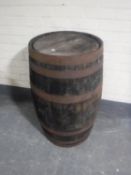 An oak coopered barrel