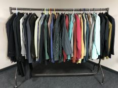 A rail of gent's jackets, coats, blazers, tuxedos and two-piece suits - David Moss,