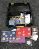 A box containing Royal Mint 1980 coin proof set,