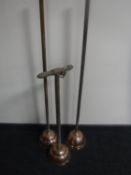Three vintage copper-headed poss sticks