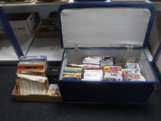 A box and blanket box containing DVD's, computer games,