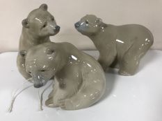 Three Lladro figure of bear cubs