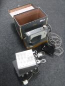 A cased Jones electric sewing machine,