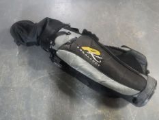 A Power Caddy golf bag containing set of Lynx irons and Mizuno drivers