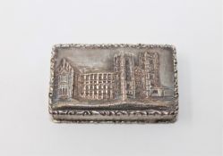 A Victorian silver castle top vinaigrette, Wheeler & Cronin, Birmingham 1842,