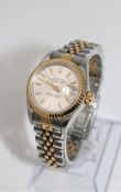 A lady's 18ct gold and stainless steel Rolex Oyster Perpetual Datejust automatic calendar
