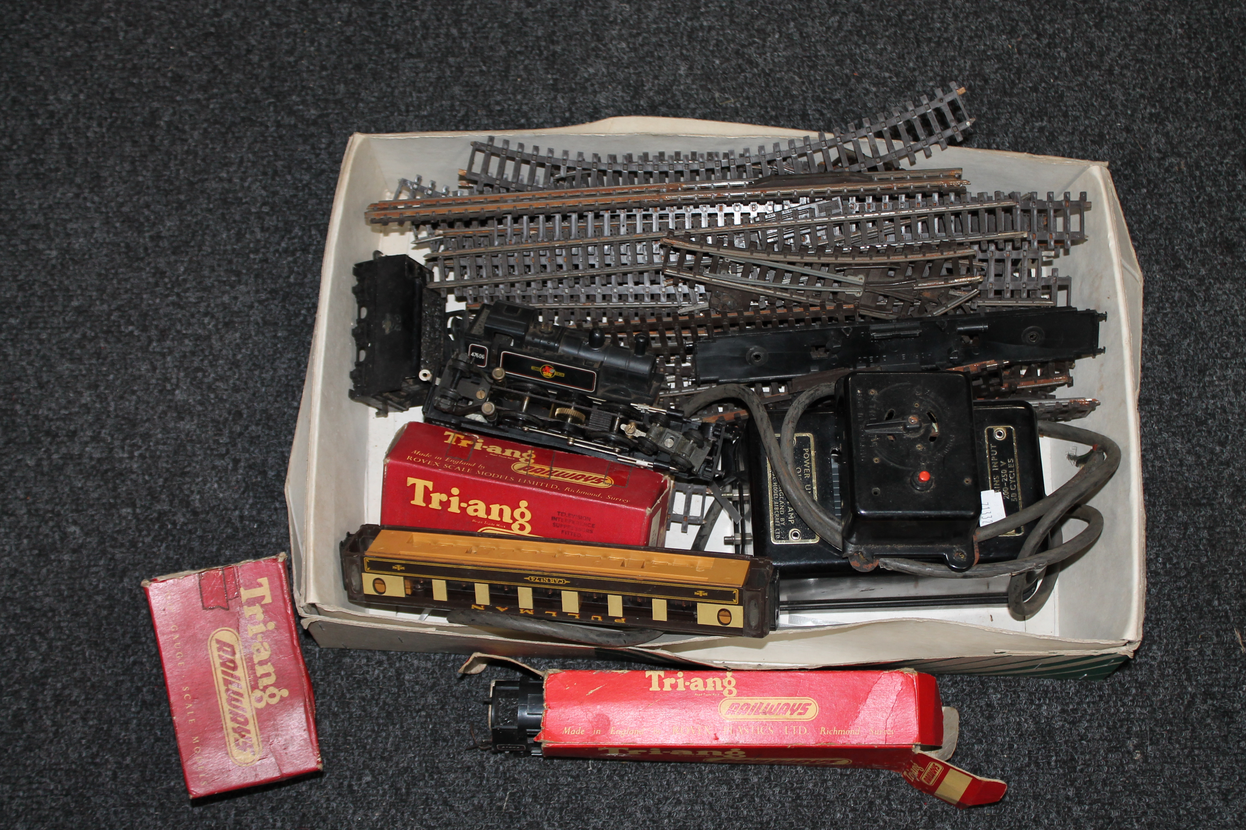 A box of Tri-ang Railways rolling stock,