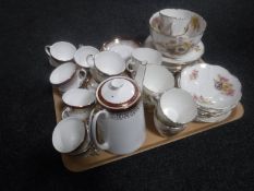 A tray of Victorian floral pattern tea service and Royal Grafton tea service