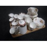 A tray of Victorian floral pattern tea service and Royal Grafton tea service