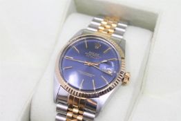 A gent's 18ct gold and stainless steel Rolex Oyster Perpetual Datejust automatic calendar