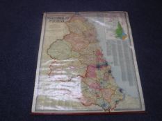 A 20th century pull down map "Northumberland & Durham by The Scarborough Map Company"