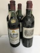 Five bottles of wine - Chateau Mouton Baronne Philippe 1978, Cos D'Estournel Saint-Estephe 1968,