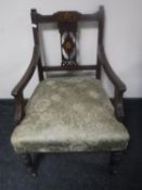A Victorian inlaid mahogany bedroom chair