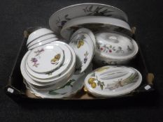 A box of Royal Worcester Evesham dinner ware and oven dishes