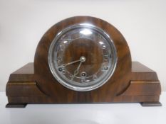 A walnut cased Art Deco Bentima mantel clock