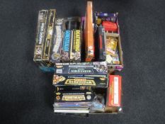 Three boxes of quantity of Games Workshop and MB games - Space Crusader, Hero Quest,