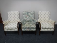 Three 20th century armchairs