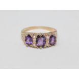 A 9ct gold amethyst and pearl ring,